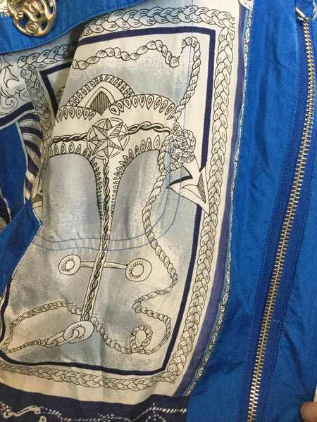 Vintage silk blue white anchor print jacket