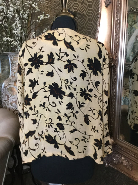 Vintage cream black floral top