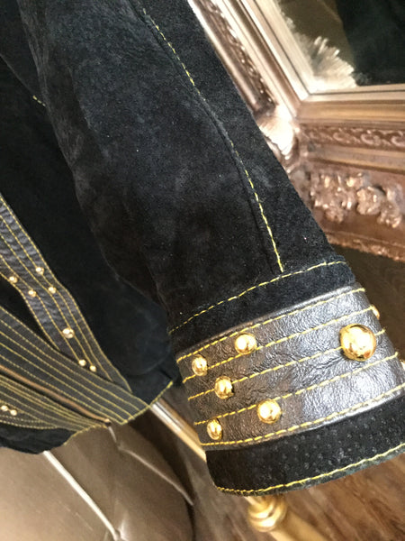 Vintage leather gold studded jacket