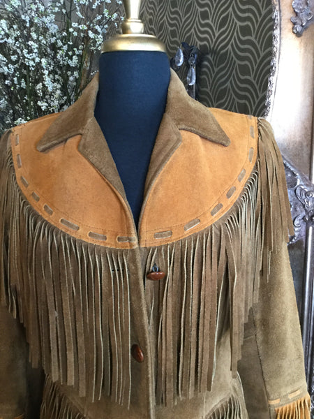Vintage brown leather suede jacket
