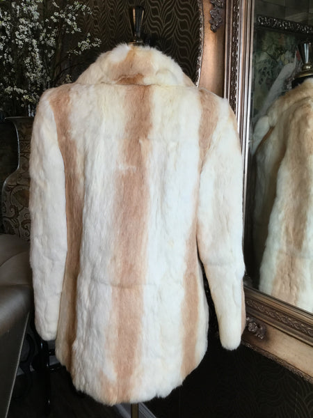 Vintage brown cream rabbit fur jacket
