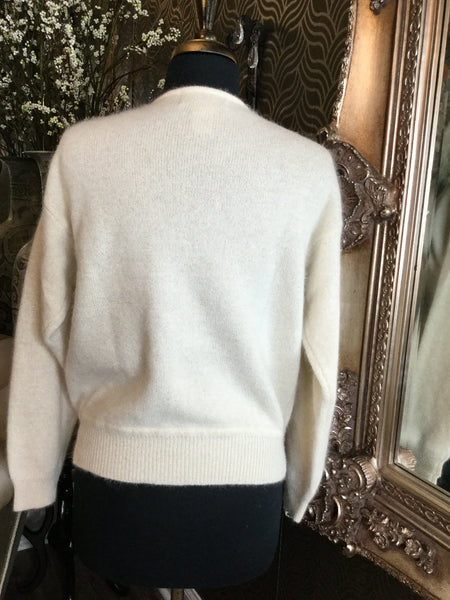 Vintage cream metallic beaded sweater