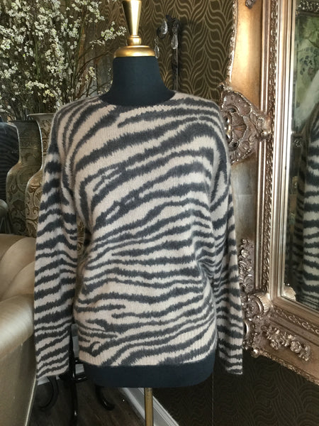 Vintage brown animal print cashmere sweater