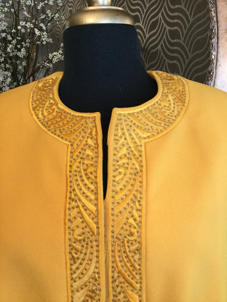 Vintage yellow beaded trim jacket skirt