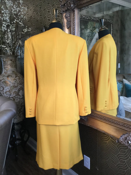 Vintage yellow beaded trim jacket skirt