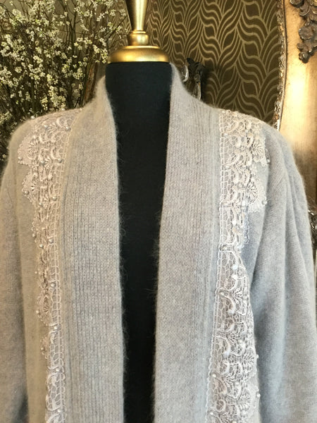 Vintage gray pearl embroidered jacket