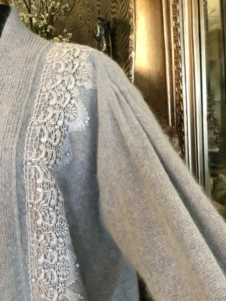 Vintage gray pearl embroidered jacket