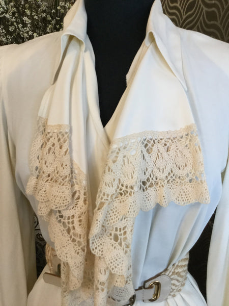 Vintage cream crochet gathered top skirt