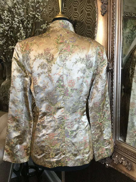 Vintage taupe floral metallic print  jacket