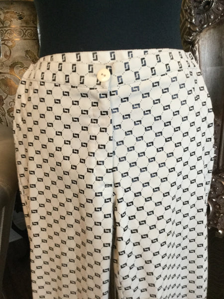 Vintage cream square print pants