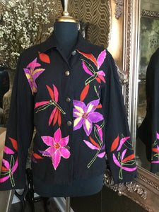 Vintage black floral embrossed jacket