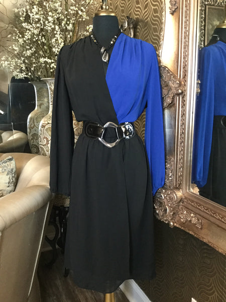 Vintage Beautiful  black blue dress