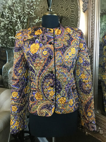 Vintage gold purple multi floral print jacket