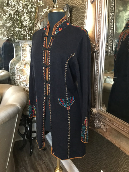 Vintage black multi embroidered sequin jacket
