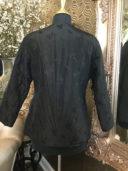 Vintage black leaf print jacket
