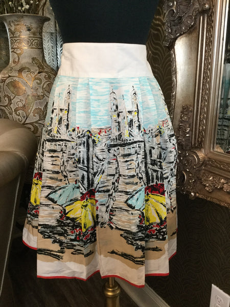 white umbrella print skirt