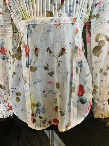 Cream sheer floral print top
