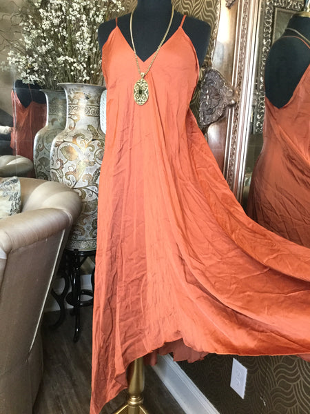 Brown flowy hangerchief dress