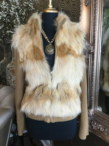 Brown cream coyote fur jacket