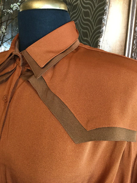Vintage Rayon copper layer double collar top