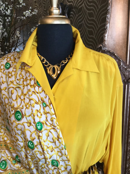 Vintage silk yellow musterd top