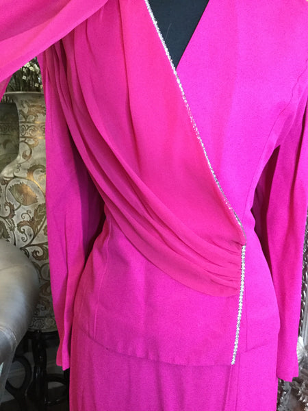 Vintage  pink stud shoulder scraf top skirt