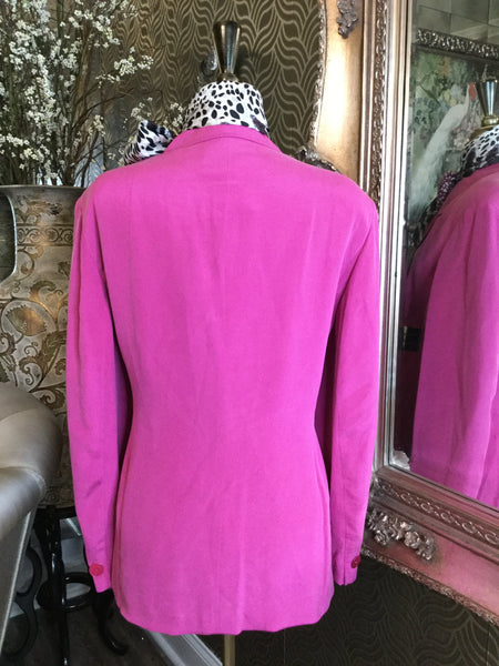 Vintage  fushia silk single button jacket