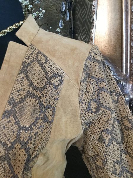 Vintage brown lether animal print jacket