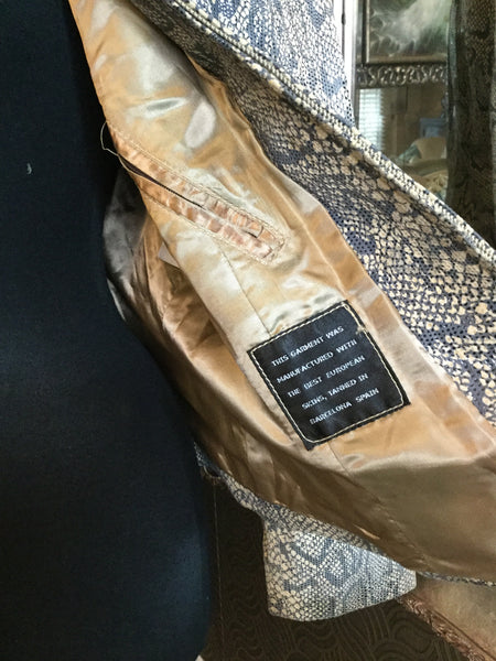 Vintage taupe lamb leather snake skin print jacket