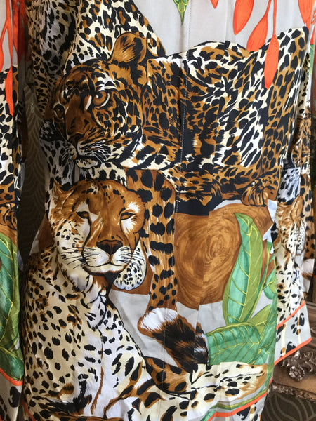 Vintage  silk multi leopards print floral top