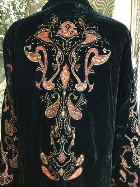 Vintage black velvet embossed floral jacket