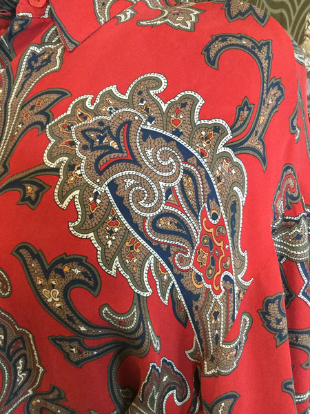 Vintage red paisley silk top