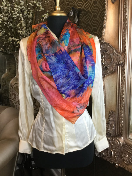 Silk colorful marble print Scarf