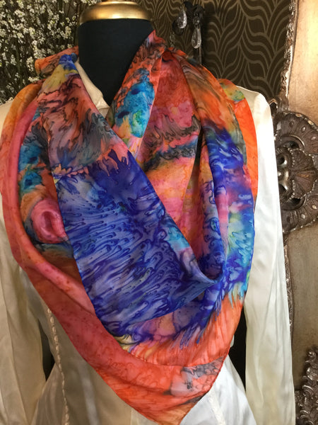 Silk colorful marble print Scarf