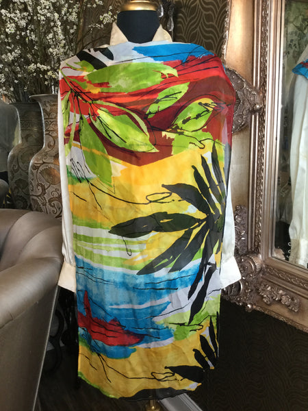 Silk abstract colorful print Scarf
