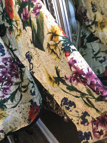 Vintage brown floral silk top