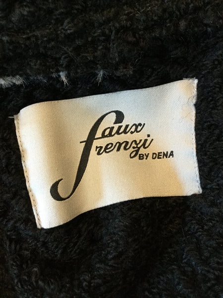 Vintage gray black faux fur jacket