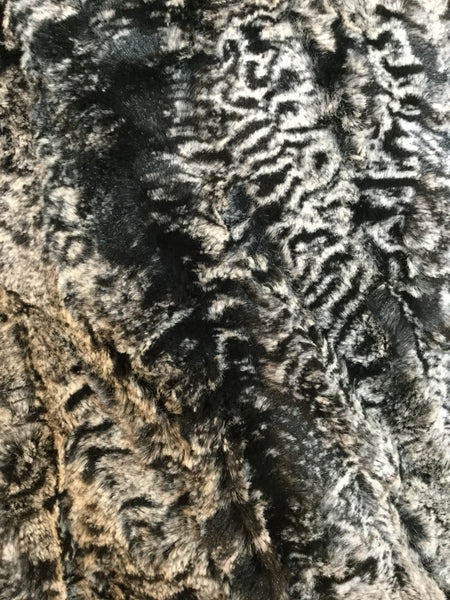 Vintage gray black faux fur jacket
