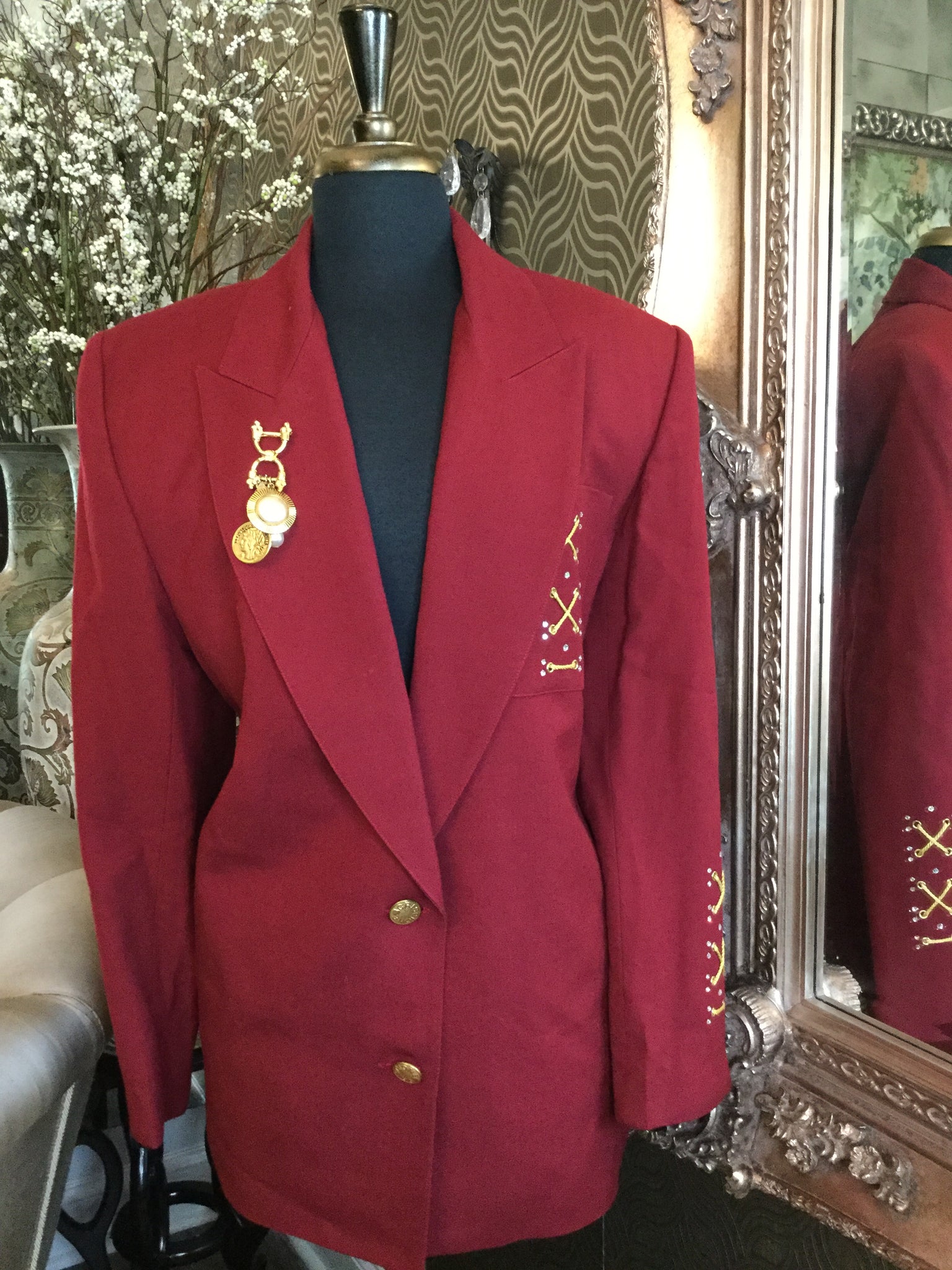 Vintage crimson studded jacket