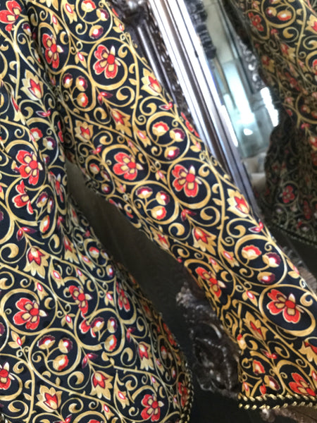 Vintage black silk multi floral print jacket