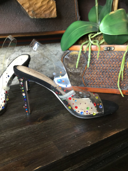 Jasiey clear rainbow jewels slingback heels