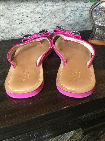 Glitter pink bow sandals Sz 10 1/2