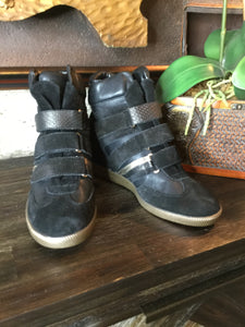 wedge black sneakers Sz 10