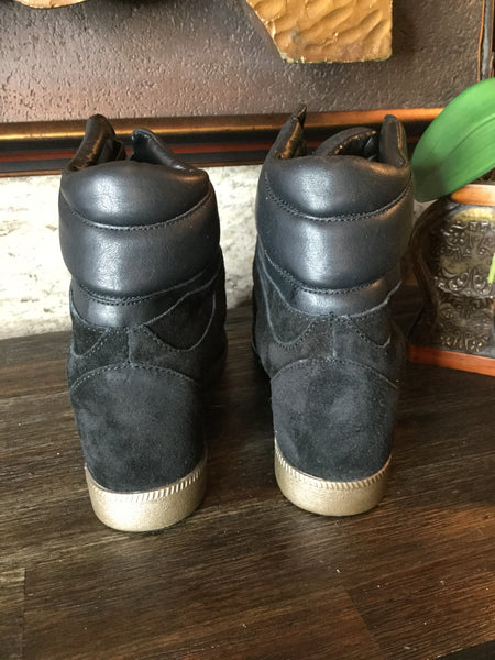 wedge black sneakers Sz 10