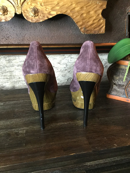 Brown suede platform heels Sz 10