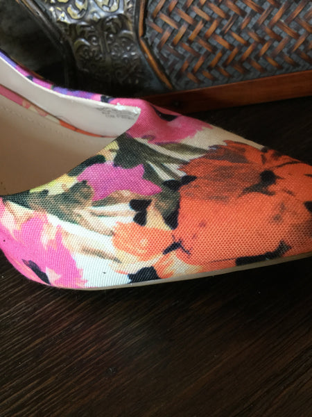 Fabric floral heels Sz 11