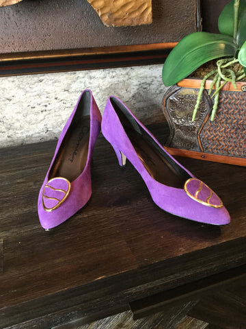 Vintage suede purple heels Sz 7 1/2