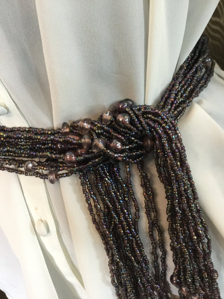 Purple iridescent beaded belt