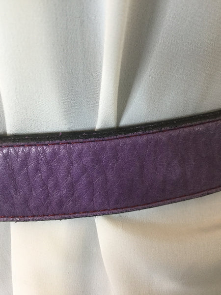 Vintage Leather Rock purple leather metal buckle belt