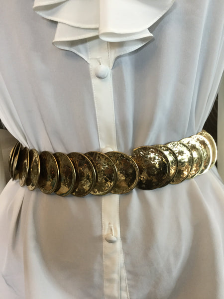 Vintage gold metal medallion stretch belt